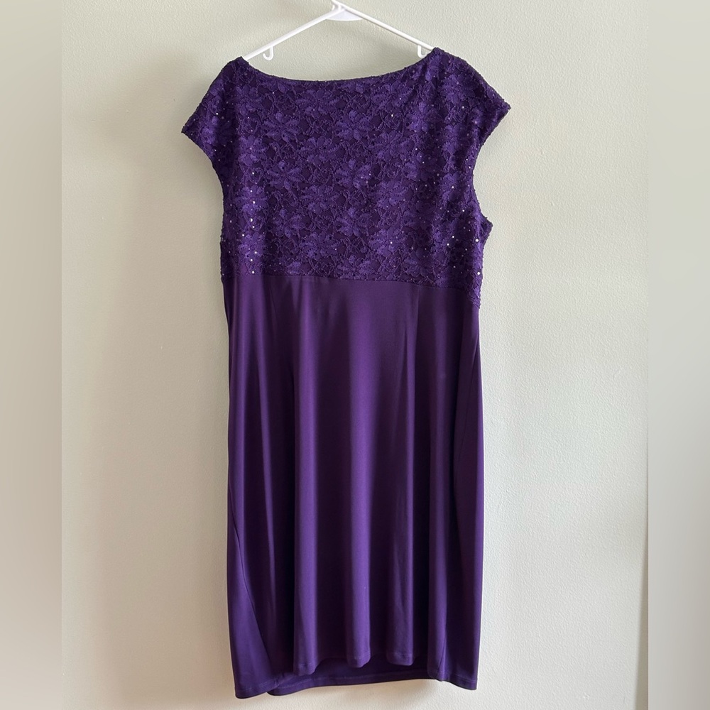 Connected Apparel Purple Sheath Midi Dress - Picture 2 of 3